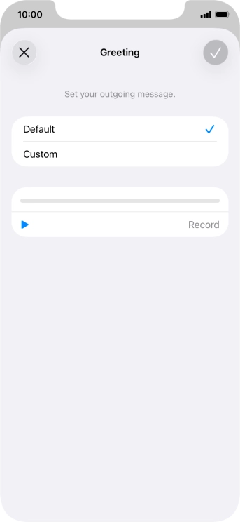 Press Default to select the default greeting. Press Default to select the default greeting.