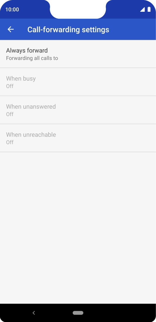 Press the required divert type. Press the required divert type.
