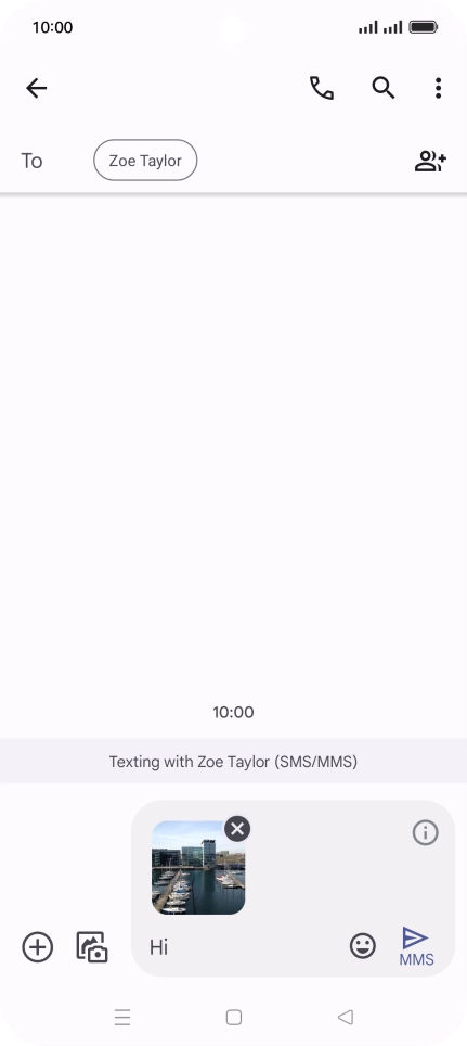 Press the send icon when you've finished your MMS. Press the send icon when you've finished your MMS.