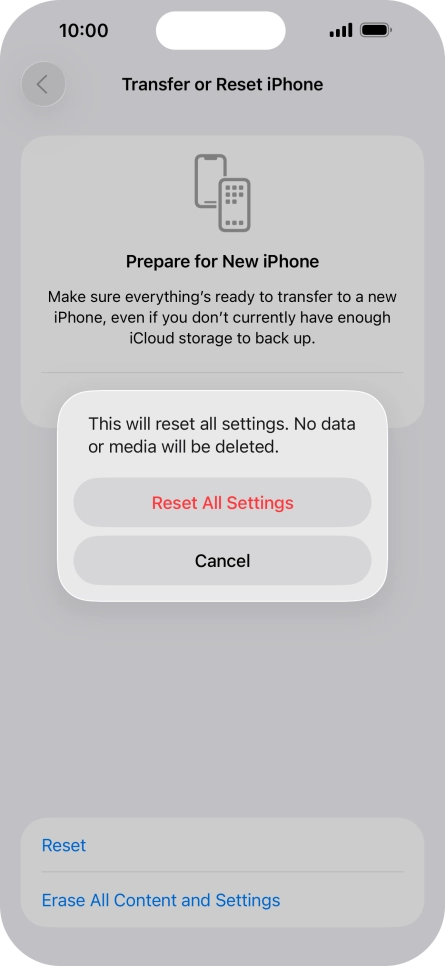 Press Reset All Settings. Press Reset All Settings.