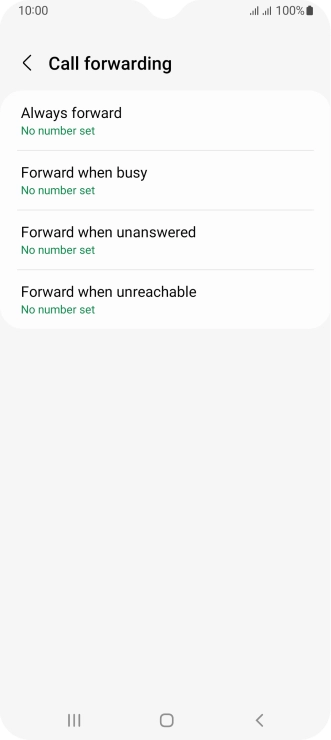 Press the required divert type. Press the required divert type.