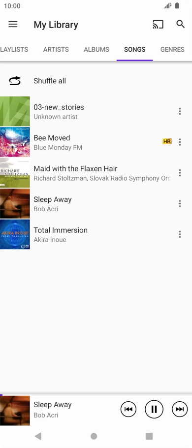 Press the song title. Press the song title.