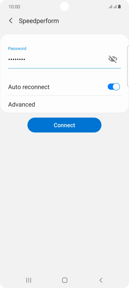 Key in the password for the Wi-Fi network and press Connect. Key in the password for the Wi-Fi network and press Connect.
