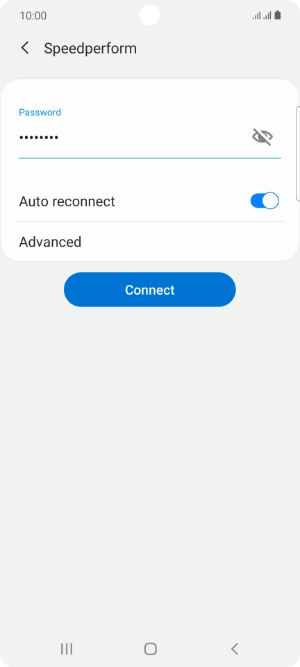Key in the password for the Wi-Fi network and press Connect. Key in the password for the Wi-Fi network and press Connect.