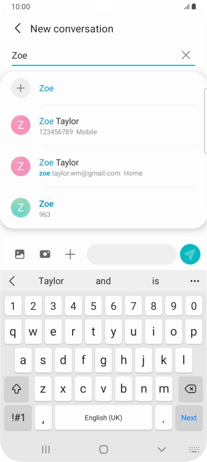 Press the required contact. Press the required contact.
