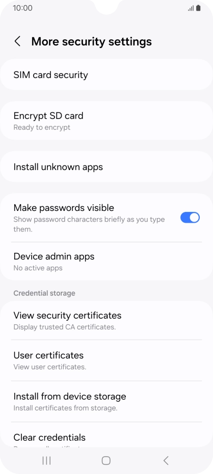 Press SIM card security. Press SIM card security.