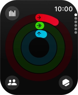 The screen will tell you how far you are from completing your daily activity goals. When the coloured rings are closed, you've reached the goals of your daily activity. The screen will tell you how far you are from completing your daily activity goals. When the coloured rings are closed, you've reached the goals of your daily activity.