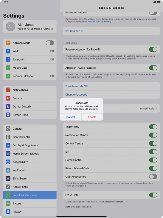 If you turn on the function, press Enable. If you turn on the function, press Enable.