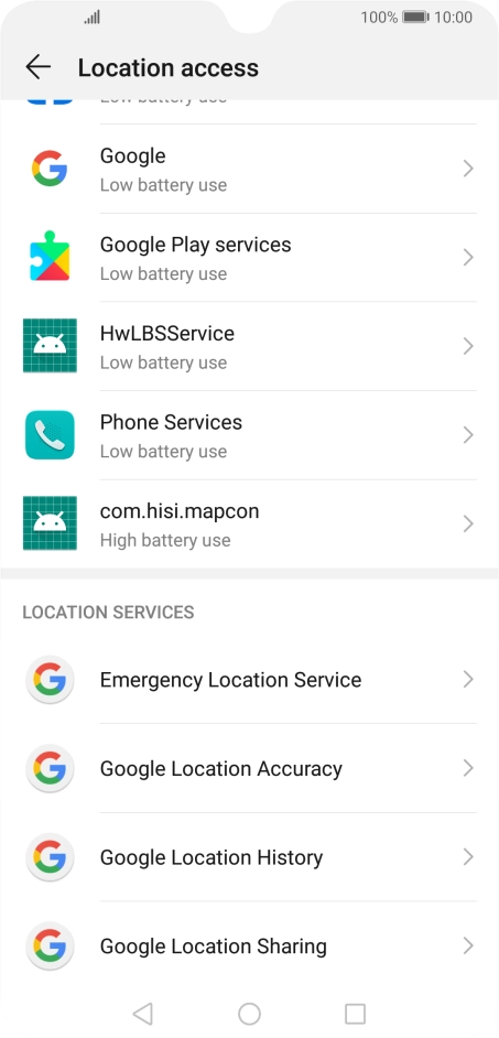 Press Google Location Accuracy. Press Google Location Accuracy.