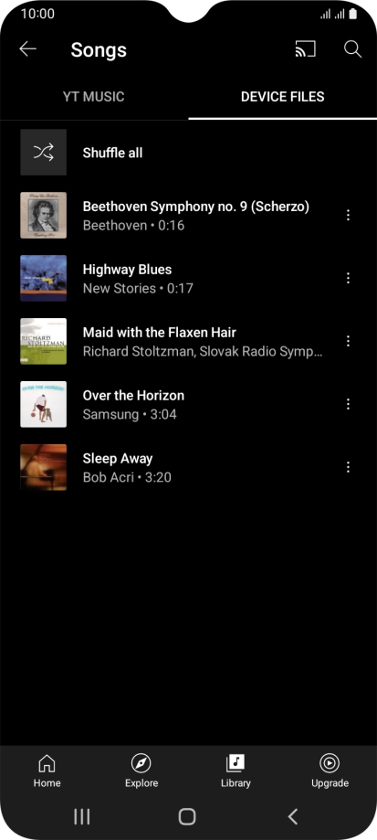 Press the required audio file. Press the required audio file.