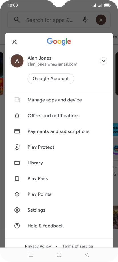 Press Manage apps and device. Press Manage apps and device.