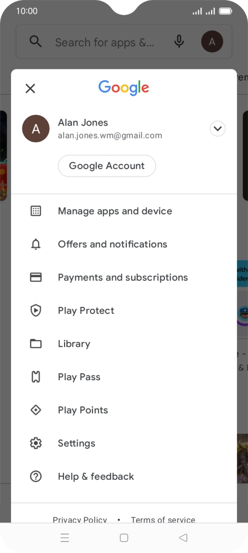 Press Manage apps and device. Press Manage apps and device.