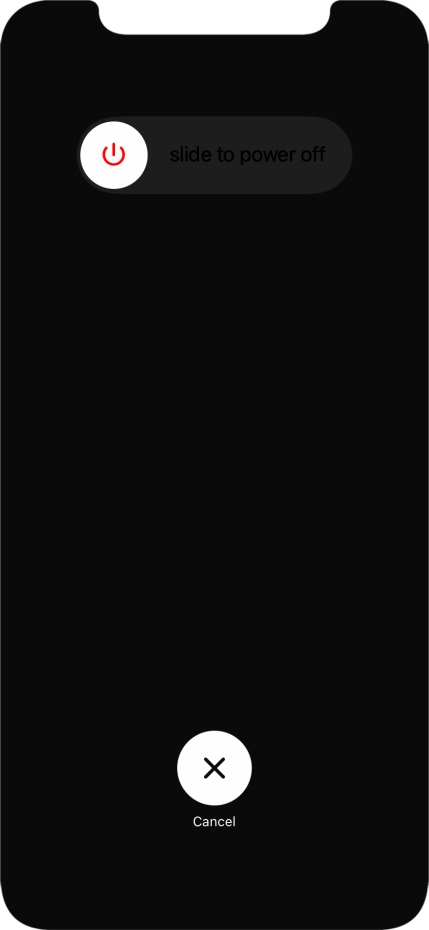 Press and drag the power off icon right. Press and drag the power off icon right.