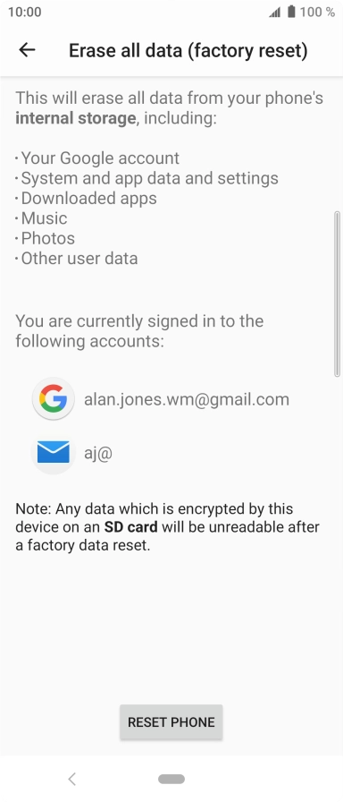 Press RESET PHONE. Press RESET PHONE.