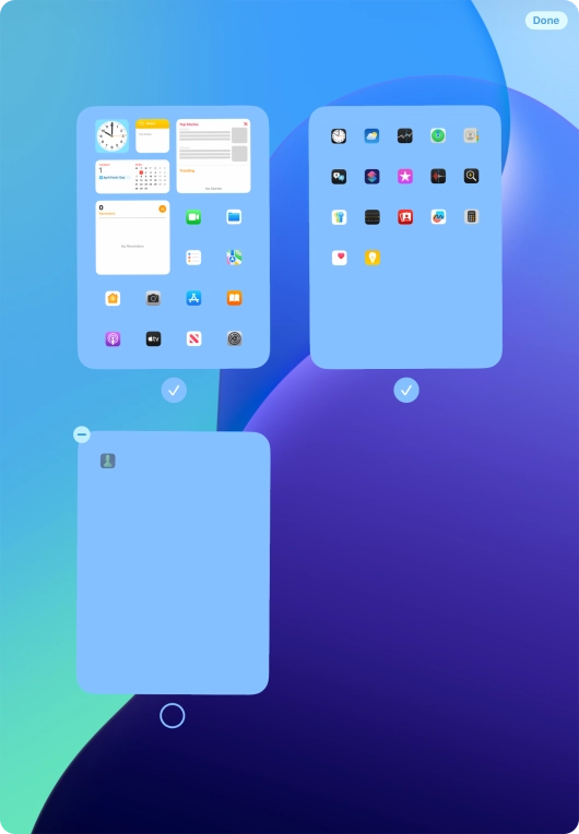 Press the delete icon next to the required home screen page. Press the delete icon next to the required home screen page.
