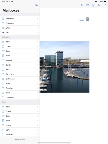 Press the required email account. Press the required email account.