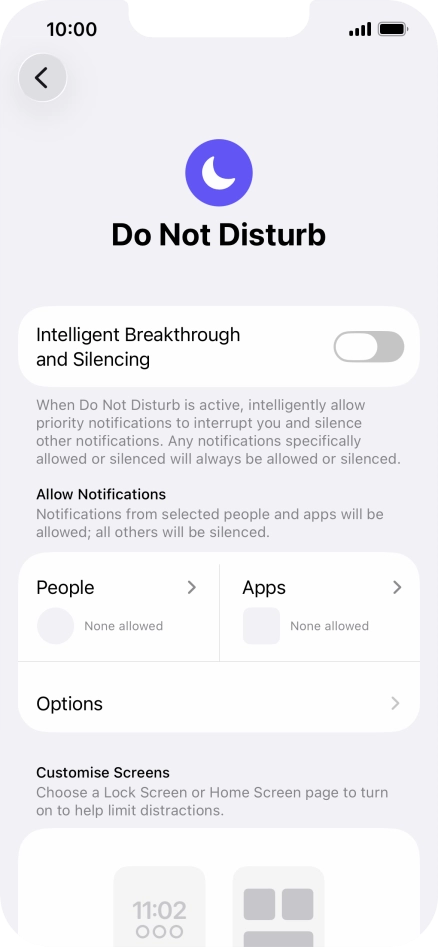 Press People and follow the instructions on the screen to select which contacts you would like to receive calls and notifications from when Do Not Disturb is turned on. Press People and follow the instructions on the screen to select which contacts you would like to receive calls and notifications from when Do Not Disturb is turned on.