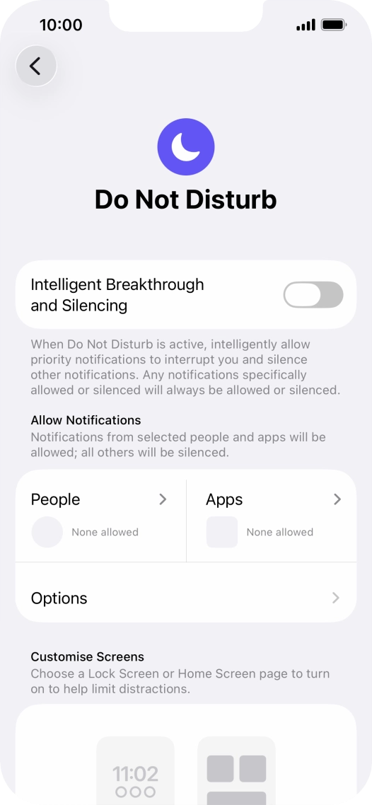 Press People and follow the instructions on the screen to select which contacts you would like to receive calls and notifications from when Do Not Disturb is turned on. Press People and follow the instructions on the screen to select which contacts you would like to receive calls and notifications from when Do Not Disturb is turned on.
