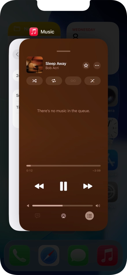 Slide upwards on the required application to end it. Slide upwards on the required application to end it.