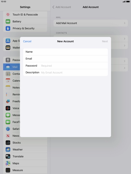 Press Password and key in the password for your email account. Press Password and key in the password for your email account.