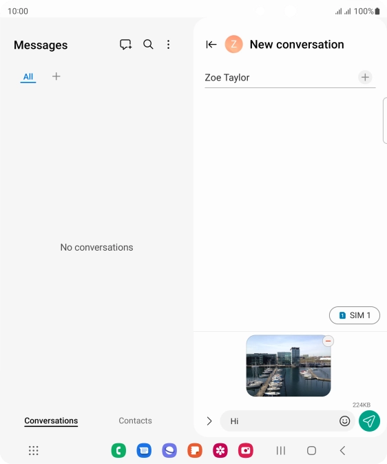 Press the send icon when you've finished your MMS. Press the send icon when you've finished your MMS.