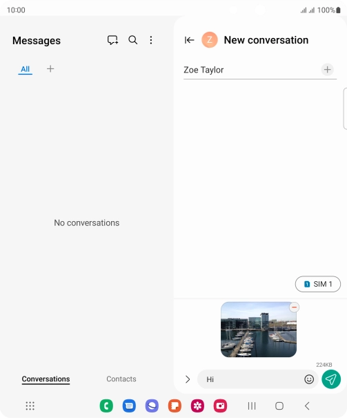 Press the send icon when you've finished your MMS. Press the send icon when you've finished your MMS.