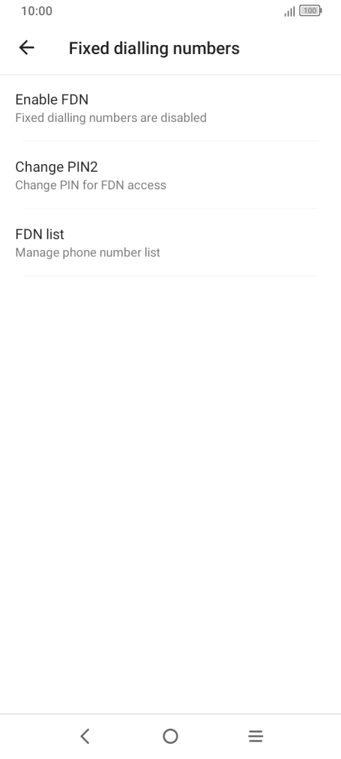 Press Enable FDN. Press Enable FDN.