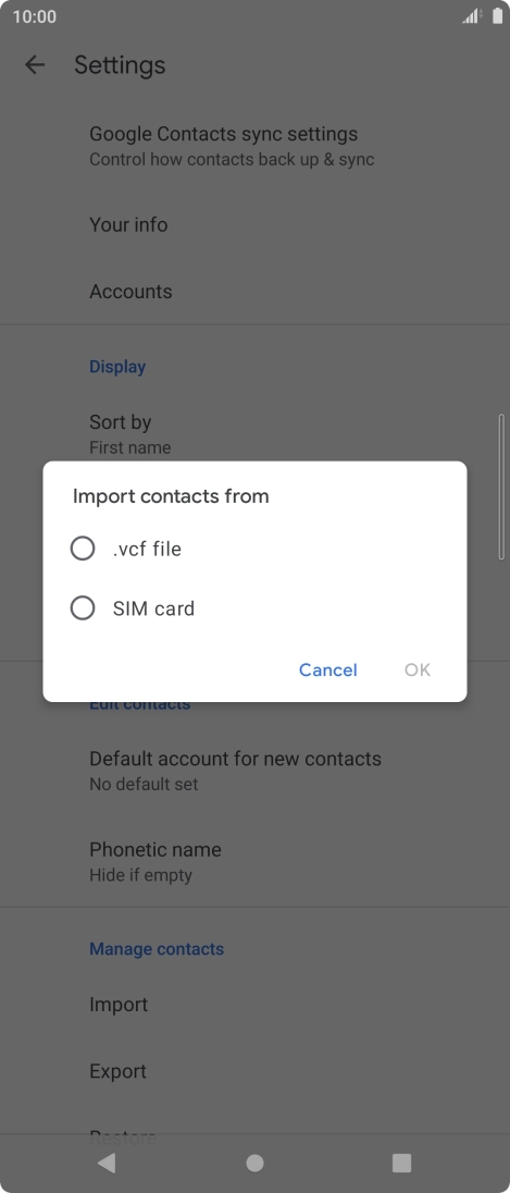 Press SIM card. Press SIM card.