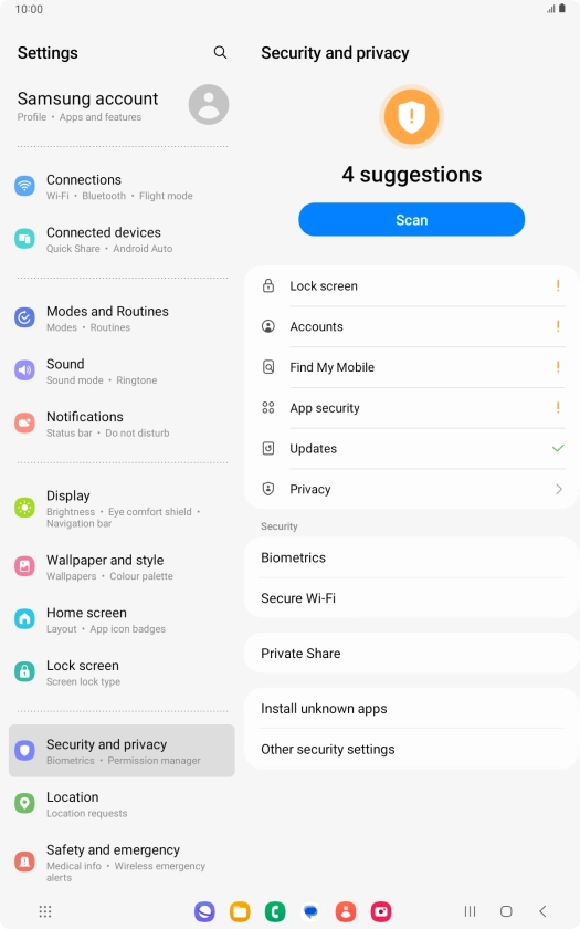 Press Other security settings. Press Other security settings.