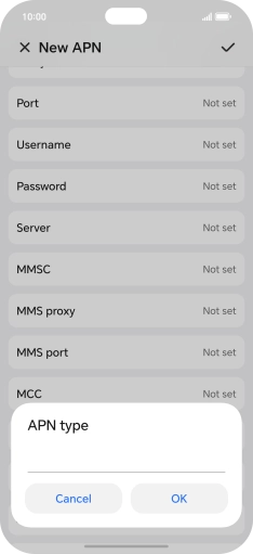 Key in default and press OK. Key in default and press OK.