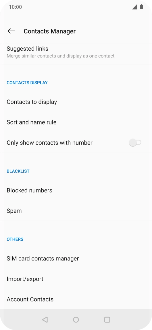 Press SIM card contacts manager. Press SIM card contacts manager.