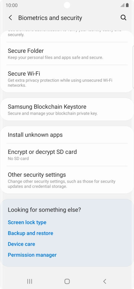 Press Other security settings. Press Other security settings.