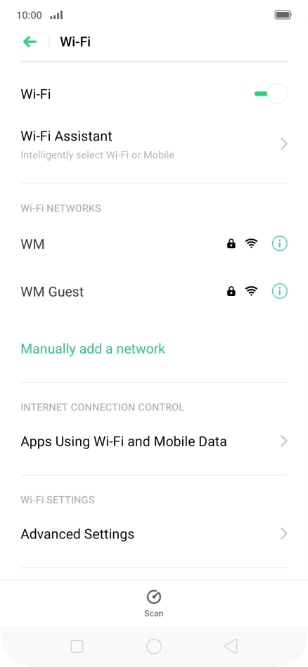 Press the required Wi-Fi network. Press the required Wi-Fi network.