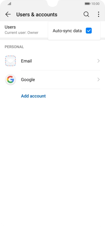 Press Auto-sync data to turn the function on or off. Press Auto-sync data to turn the function on or off.