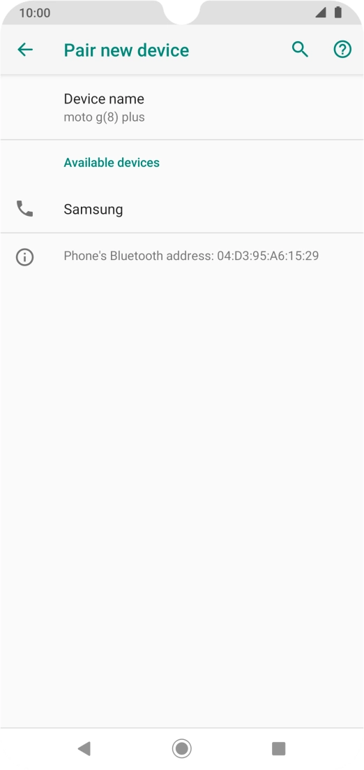 Press the required Bluetooth device and follow the instructions on the screen to pair the device with your phone. Press the required Bluetooth device and follow the instructions on the screen to pair the device with your phone.