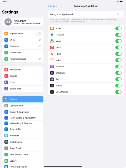 Press Background App Refresh. Press Background App Refresh.