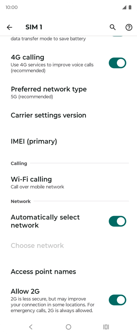 Press Preferred network type. Press Preferred network type.