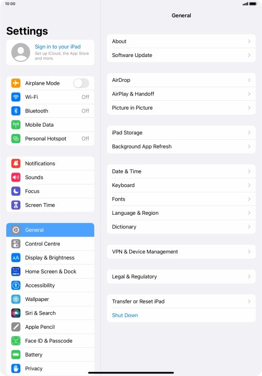 Press Sign in to your iPad. Press Sign in to your iPad.