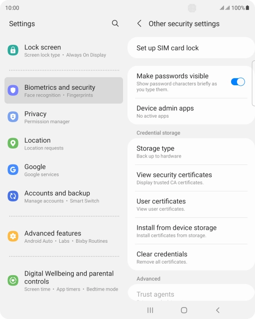 Press Set up SIM card lock. Press Set up SIM card lock.