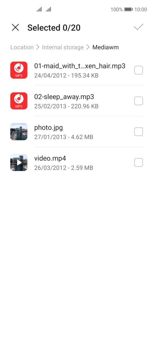 Press the required file. Press the required file.