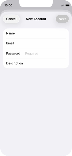 Press Password and key in the password for your email account. Press Password and key in the password for your email account.