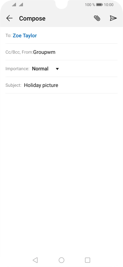 Press the text input field and write the text for your email. Press the text input field and write the text for your email.