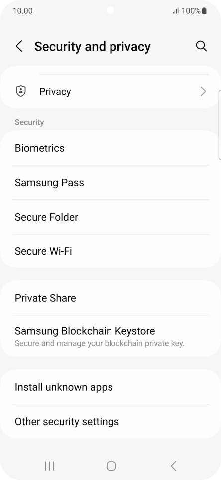 Press Other security settings. Press Other security settings.