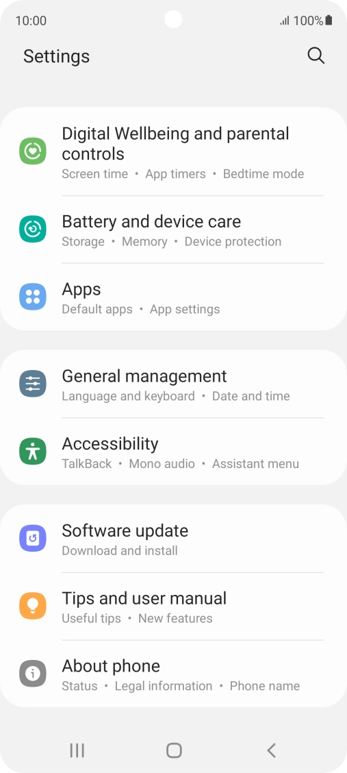 Press Battery and device care. Press Battery and device care.