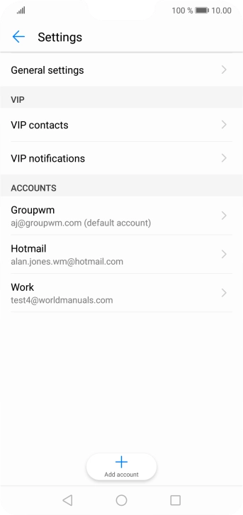 Press the required email account. Press the required email account.