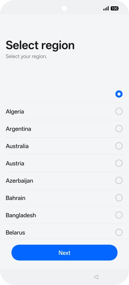 Press the required country or area. Press the required country or area.