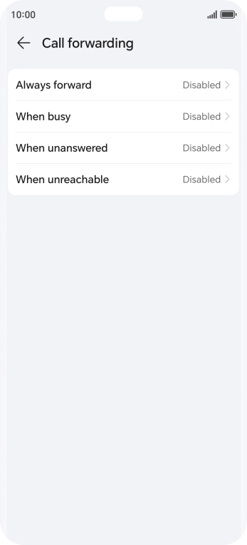 Press the required divert type. Press the required divert type.