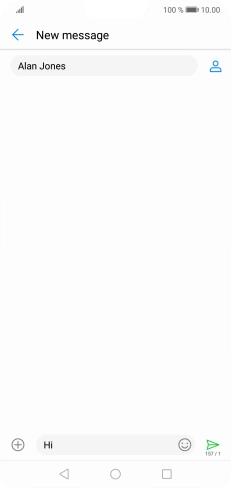 Press the send icon when you've finished your SMS. Press the send icon when you've finished your SMS.
