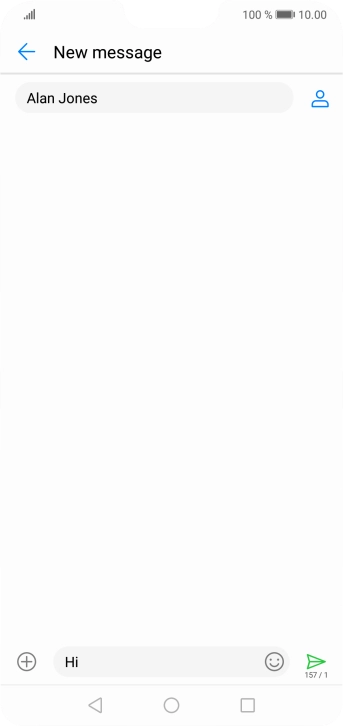 Press the send icon when you've finished your SMS. Press the send icon when you've finished your SMS.
