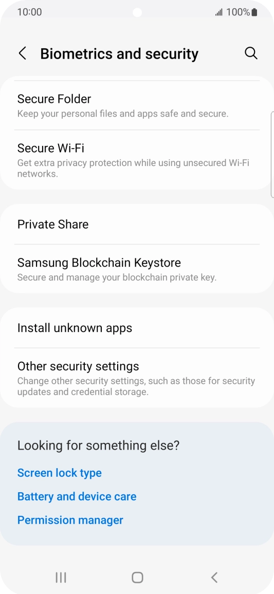 Press Other security settings. Press Other security settings.